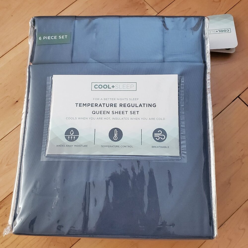 Cool + Sleep Temperature Regulating Queen Sheet Set Blue